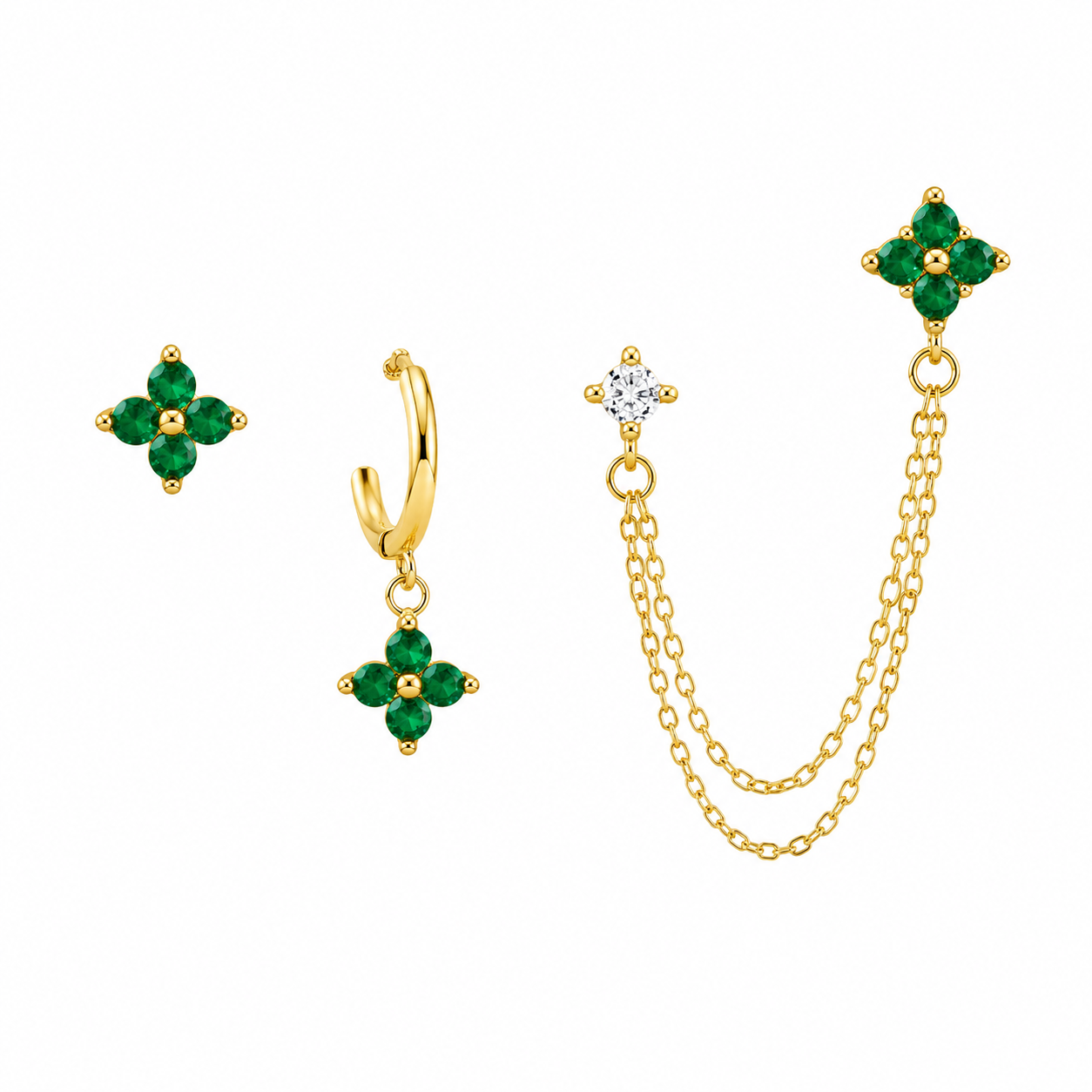 Emerald Bloom Trio Ear Set