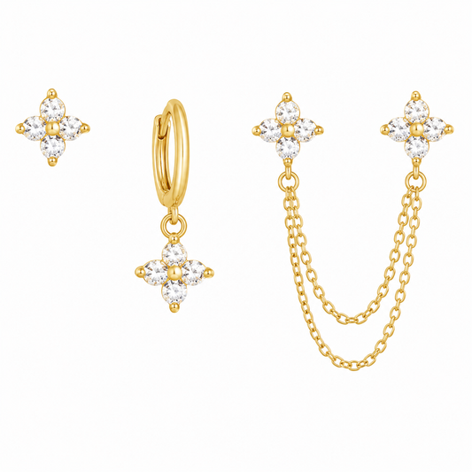 Three-Piece Floral Earrings Set
